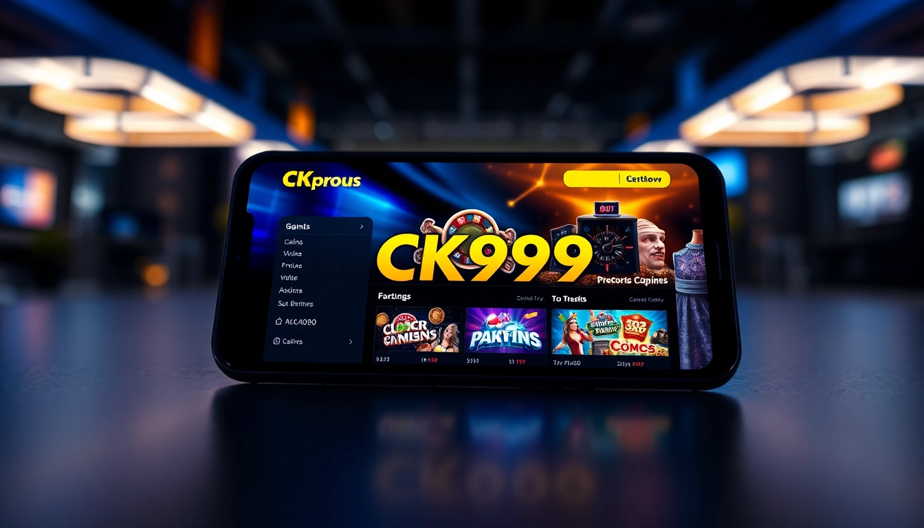Screenshot of the CK999 app interface on a smartphone showcasing casino games, emphasizing ease of use and entertainment on mobile devices.