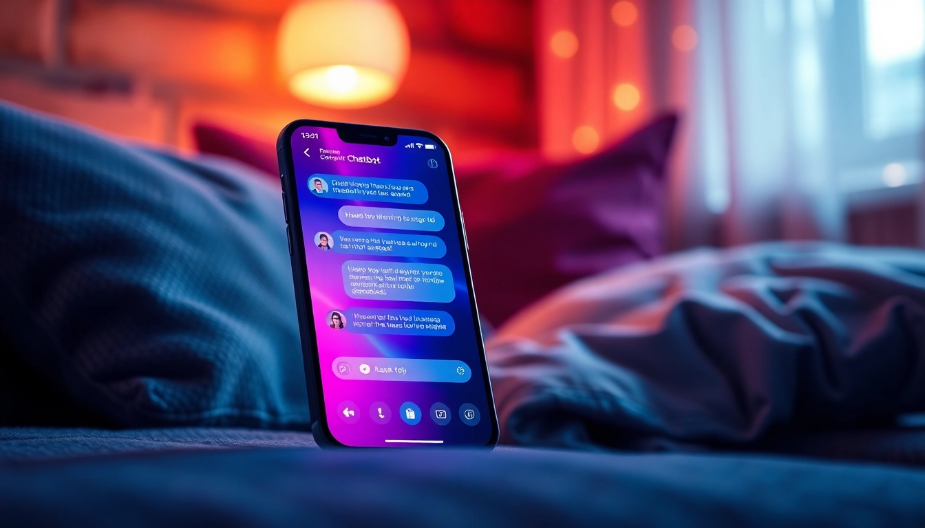 Smartphone displaying an AI chatbot conversation with vibrant colors and a cozy background.