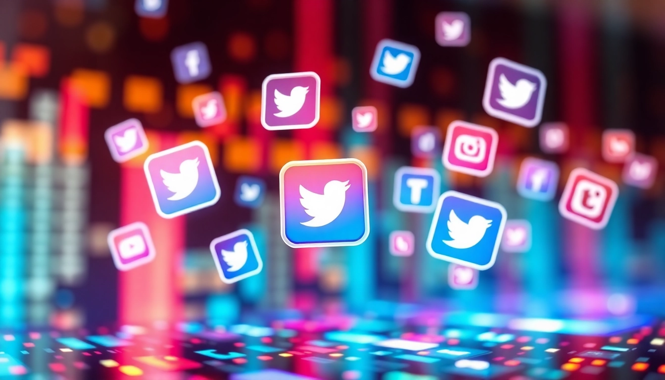 Visual depicting latest social media updates with vibrant icons and digital activity to enhance
